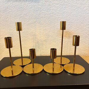 6pcs | Gold Square Metal Candlestick Holders